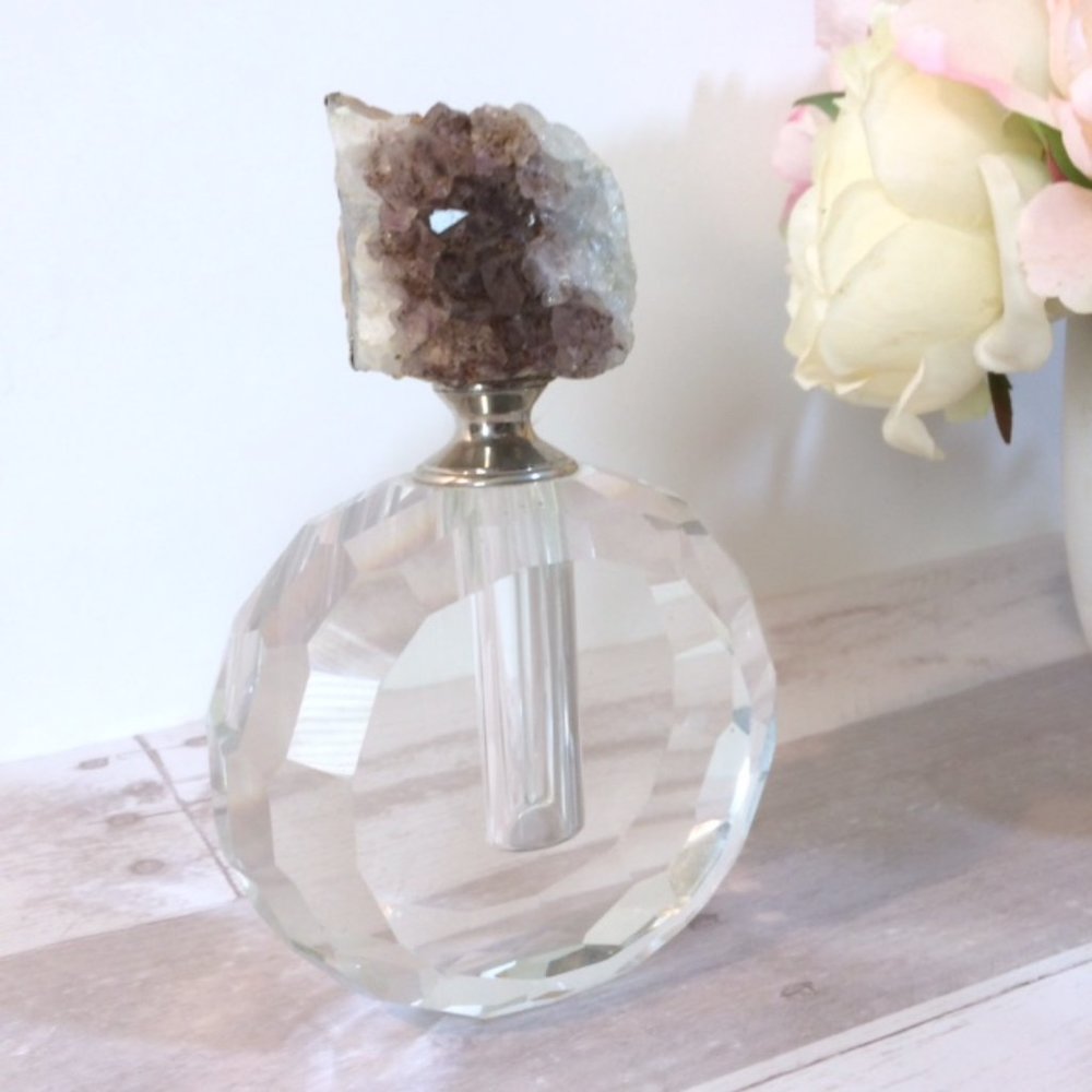 Gold Leaf Amethyst Faceted Glass Vanity Bottle